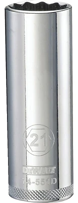 DeWalt DWMT74551OSP Metric Deep Socket, 12-Point, 1/2 In. Drive, 21mm