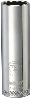 DeWalt Deep Socket, 12-Point, 1/2 In. Drive, 11/16 In.
