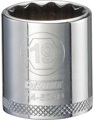 DeWalt DWMT74524OSP Metric Shallow Socket, 12-Point, 3/8 In. Drive, 19mm