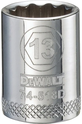 DeWalt Metric Shallow Socket, 12-Point, 3/8 In. Drive, 13mm