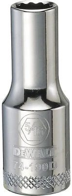 SAE Socket, Deep, 12-Point, 5/16 In., 3/8 In. Drive
