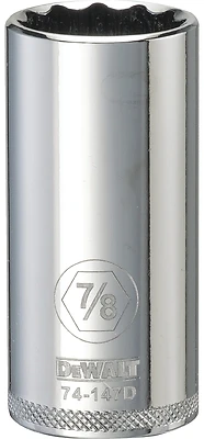 SAE Socket, Deep, 12-Point, 7/8 In., 3/8 In. Drive