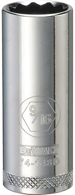 SAE Socket, Deep, 12-Point, 9/16 In., 3/8 In. Drive