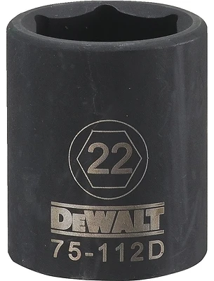 Metric Impact Socket, 6-Point, Black Oxide, 1/2 In. Drive, 22mm