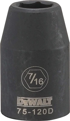 SAE Impact Socket, 6-Point, Black Oxide, 1/2 In. Drive, 7/16 In.