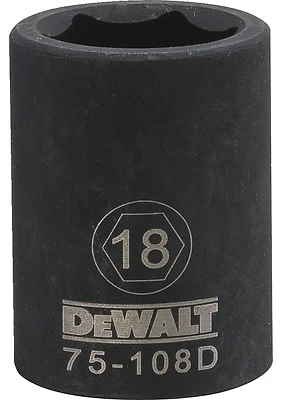 Metric Impact Socket, 6-Point, Black Oxide, 1/2 In. Drive, 18mm