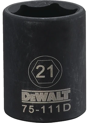 Metric Impact Socket, 6-Point, Black Oxide, 1/2 In. Drive, 21mm