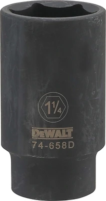 DeWalt DWMT74658OSP Impact Socket, 1-1/4 In., 1/2 In. Drive, 6-Point, Black Oxide