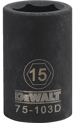 Metric Impact Socket, 6-Point, Black Oxide, 1/2 In. Drive, 15mm