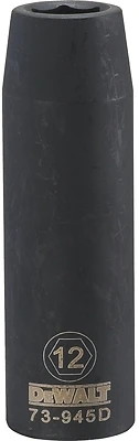 DeWalt DWMT73945OSP Metric Deep Impact Socket, 6-Point, 1/2 In. Drive, 12mm