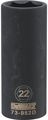 Metric Deep Impact Socket, 6-Point, Black Oxide, 1/2 In. Drive, 22mm