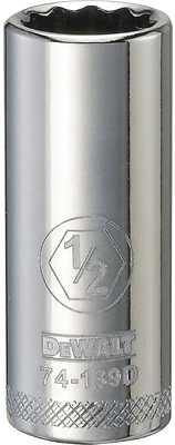 DeWalt DWMT74139OSP Deep Socket, 1/2 In., 12-Point, 3/8 In. Drive