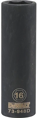 DeWalt DWMT73948OSP Metric Deep Impact Socket, 6-Point, 1/2 In. Drive, 16mm