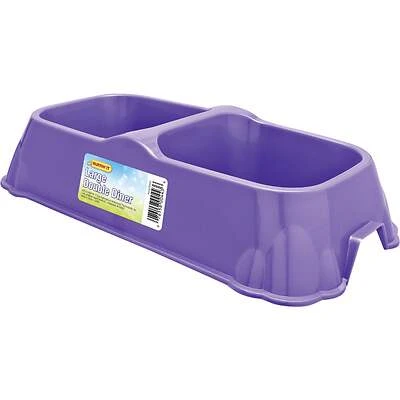 Large Raised Double Pet Bowl, Food & Water, Plastic, Assorted Colors