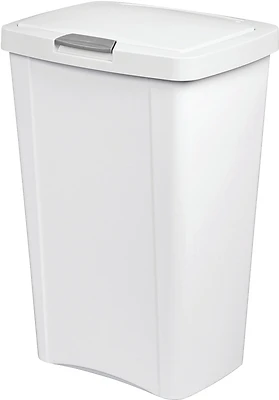 Kitchen Wastebasket, Touch Top, White, 13-Gal.