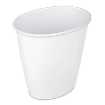 Oval Vanity Wastebasket, White, 1.5-Gal.
