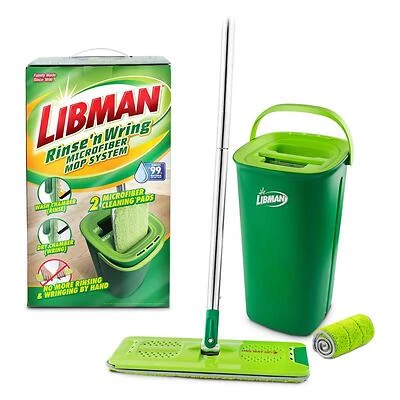 Libman Rinse 'n Wring 1516 Mop System, 51 In., Microfiber Head