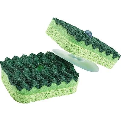 3.5 In. X 3.5 In. Green Scrub Sponge With Suction Hanger