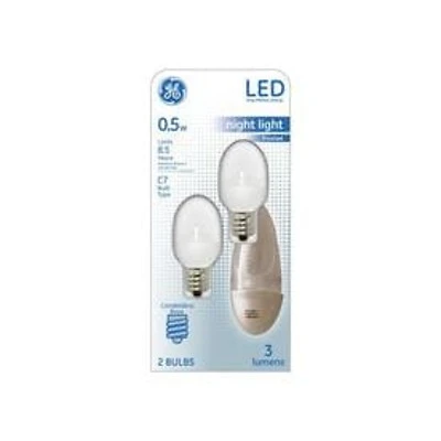 GE 12315 Light Bulb, 0.5 W, Candelabra (E12) Lamp Base, C7 Lamp, Soft White Light, 3 Lumens, 2700 K Color Temp