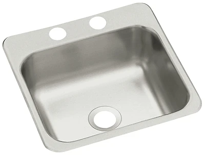 Stainless Steel Bar Sink 15 In. X 15 In. X 5-1/2 In. With 2 Faucet Holes