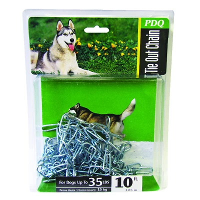 Silver Swivel Steel Dog Tie Out Chain 10 Ft For Small/medium Dogs