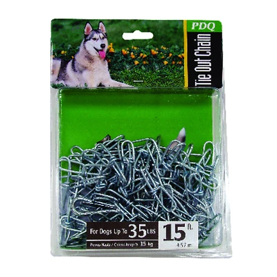 Silver Swivel Steel Dog Tie Out Chain 15 Ft For Small/medium Dogs