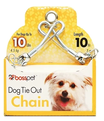 Silver Swivel Steel Dog Tie Out Chain 10 Feet For Small Dogs