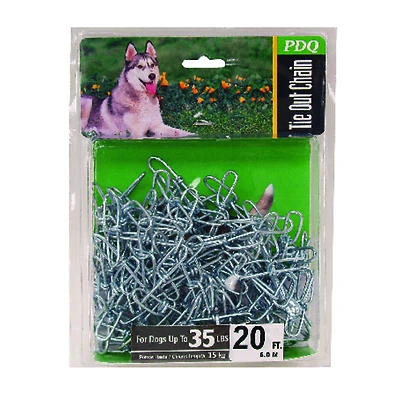 Boss Pet PDQ 27220 Steel Dog Tie-Out Chain, 20 Ft, Swivel Snap