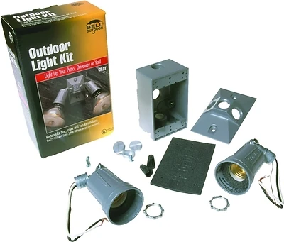 Weatherproof Floodlight Kit With 2 Die-cast Aluminum Lampholders And Zinc Box