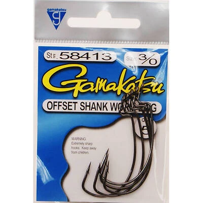 Plastic Worm Fish Hook, Size 3/0, 5-Pk.