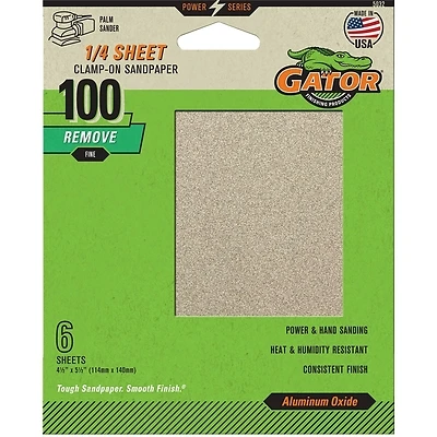6-pack 4.5 X 5.5-inch 100-grit Aluminum Oxide Sandpaper Sheets For Orbital Sanders