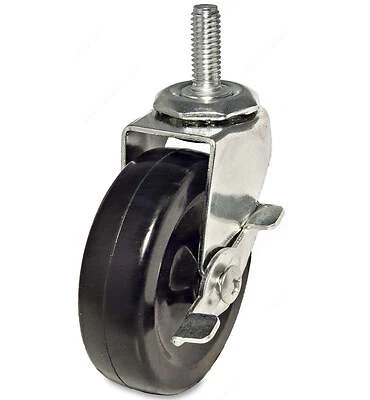 Caster Wheel with Brake, Black, 2 In.