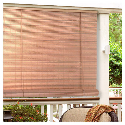 Woodgrain Pvc Roll Up Blinds, 36 X 72 Inches, Horizontal Design