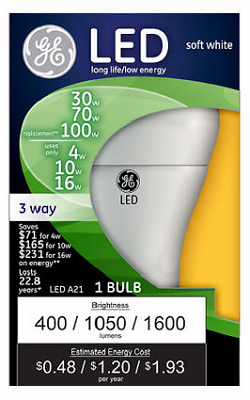 Ge Led 3-way Light Bulb, Soft White, 4/9/13-watts, A19 Shape
