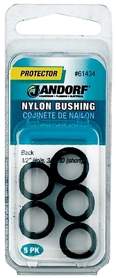 1/2 In. Nylon Bushing 4 Pk, Model 61434, Insulates Cables, Shorty Design