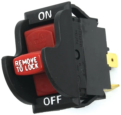 Jandorf 61314 Rocker Switch with Lock-Out, 20A, SPST, Black/Red