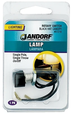 Jandorf 61216 Single Circuit Rotary Switch, 1A, 125V, SPST, Black