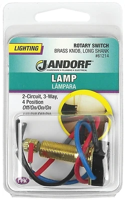 6a Single Pole/3-way Rotary Appliance Switch Brass, Model 61214, 1 Pk