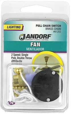 6a Single Pole Pull Chain Appliance Switch Brass 1 Pk, Model 61202