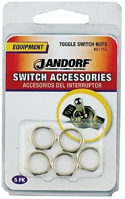 Toggle Switch Nuts Silver 5 Pk, M12x1-6h Thread, 2.5mm Thickness, 14mm Od