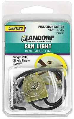 6 Amps Single Pole Pull Chain Appliance Switch Brass 1 Pk, Model 61208