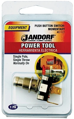 15a Single Pole Push Button Power Tool Switch, Nickel Button, Model 61121, 1 Pk