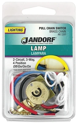 Jandorf 61200 Pull Chain Switch, 2-Pole, 3A 125V, Brass