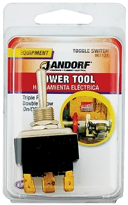 24a Three Pole Toggle Power Tool Switch Black 1 Pk, Model 61127, 9 Terminals