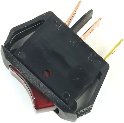 16a Single Pole Rocker Appliance Switch Black/red 125v 3 Tab Terminals 1 Pk