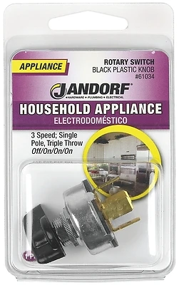 4a Single Pole Rotary Appliance Switch Black/silver 3 Speed 1 Pk Model 61034
