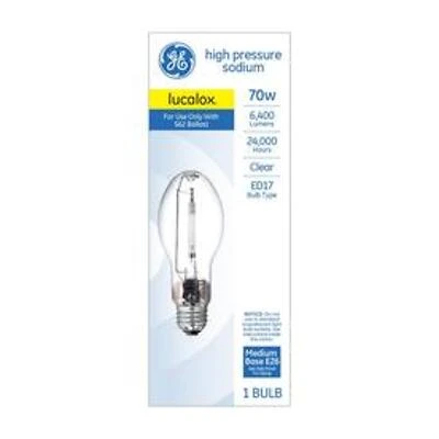 Ge 70-watt Lucalox High Pressure Sodium Light Bulb, 5950 Lumens, 24,000 Hours