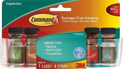 Command HOM-14 Medium Organizer Caddy, Clear, 2 Lb Capacity