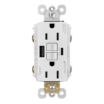 Radiant 15 Amp 125-volt Gfci Duplex Outlet With Usb Ports, White
