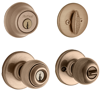 Polo Combo Entry Door Lockset, Single Cylinder Deadbolt, Antique Brass